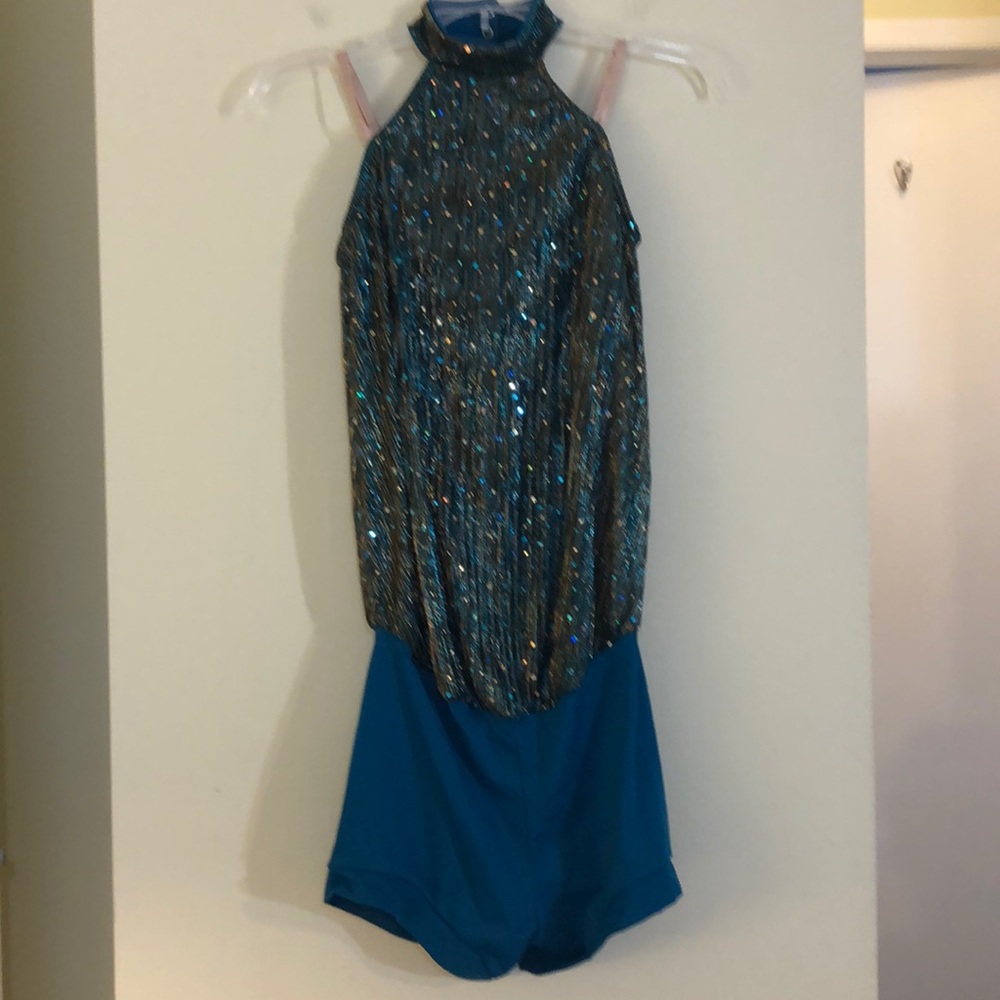 Teal & gold dance costume/leotard (Weissman MA)